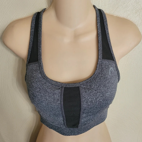 Head Heather Gray and Black Mesh Activewear Sports Bra Size Women's Small - Picture 3 of 9